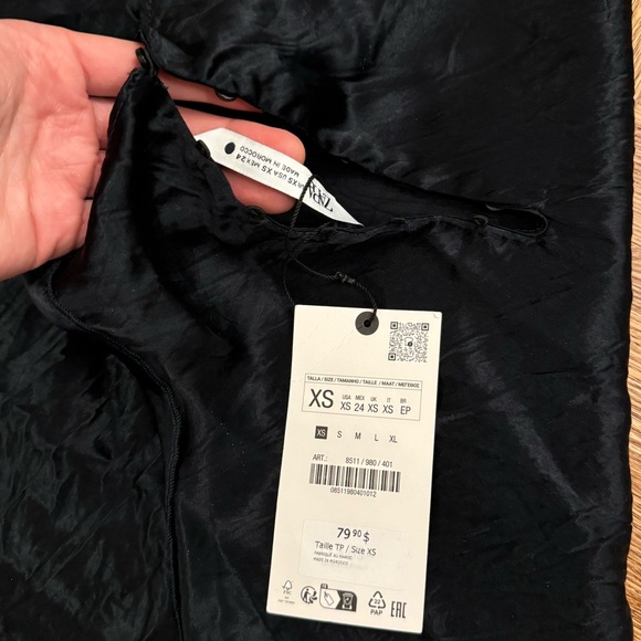 Zara dark blue short satin dress size xs - Picture 6 of 6